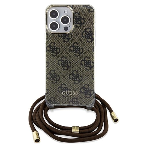 Guess case for iPhone 15 Pro Max 6,7" GUHCP15XHC4SEW brown HC CROSSBODY CORD 4G PRINT - Image 2