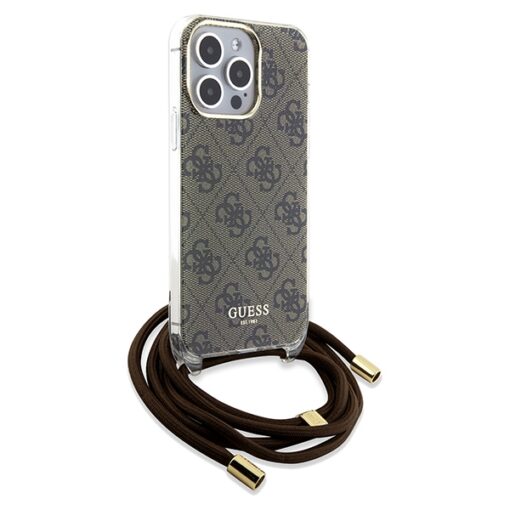 Guess case for iPhone 15 Pro Max 6,7" GUHCP15XHC4SEW brown HC CROSSBODY CORD 4G PRINT - Image 3