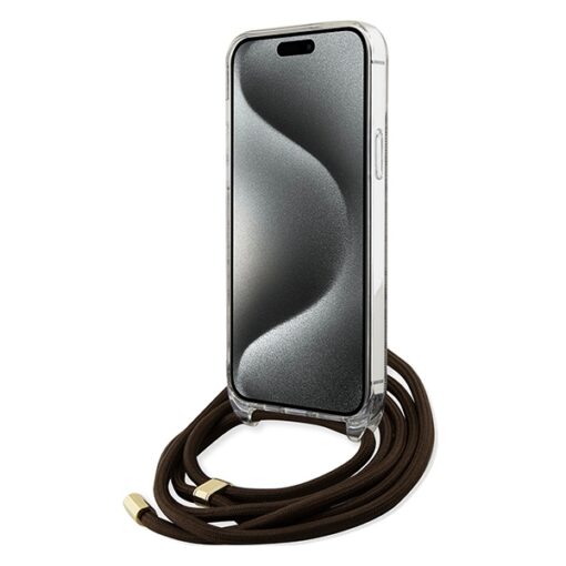 Guess case for iPhone 15 Pro Max 6,7" GUHCP15XHC4SEW brown HC CROSSBODY CORD 4G PRINT - Image 4