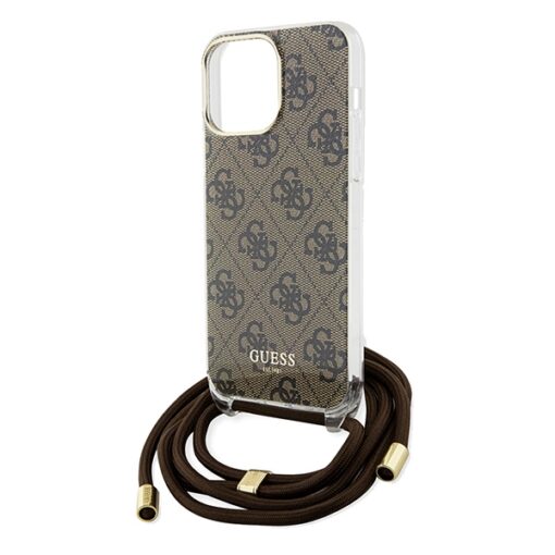 Guess case for iPhone 15 Pro Max 6,7" GUHCP15XHC4SEW brown HC CROSSBODY CORD 4G PRINT - Image 5