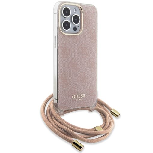 Guess case for iPhone 15 Pro 6,1" GUHCP15LHC4SEP pink HC CROSSBODY CORD 4G PRINT - Image 3