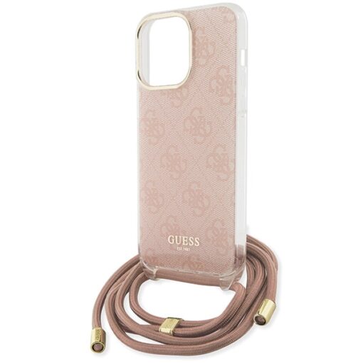 Guess case for iPhone 15 Pro 6,1" GUHCP15LHC4SEP pink HC CROSSBODY CORD 4G PRINT - Image 5