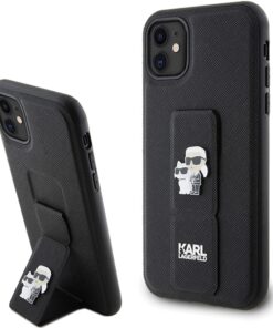 Karl Lagerfeld case for iPhone 11 KLHCN61GSAKCPK black HC GRIPSTAND SAFFIANO KC PINS