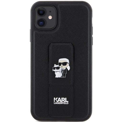 Karl Lagerfeld case for iPhone 11 KLHCN61GSAKCPK black HC GRIPSTAND SAFFIANO KC PINS - Image 3
