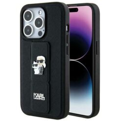 Karl Lagerfeld case for iPhone 14 Pro Max 6,7" KLHCP14XGSAKCPK black HC GRIPSTAND SAFFIANO KC PINS