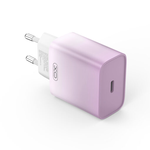 XO wall charger CE18 PD 30W 1x USB-C purple-white + cable USB-C - USB-C - Image 2