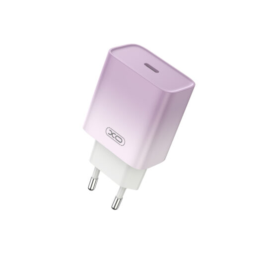 XO wall charger CE18 PD 30W 1x USB-C purple-white + cable USB-C - USB-C - Image 3