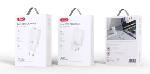 XO wall charger CE17 PD 65W 1x USB-C 1x USB white - Image 2