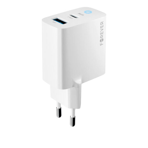 Forever TC-06-65AC GaN PD QC charger 1x USB-C 1x USB 65W white - Image 3