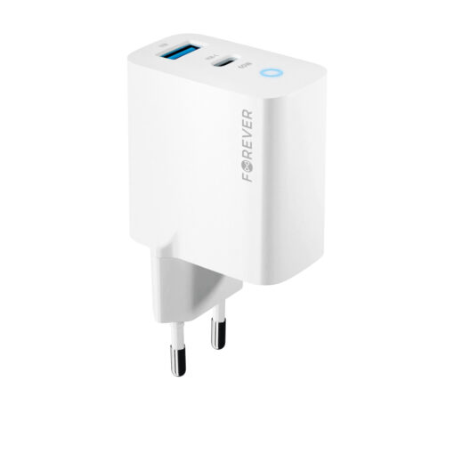 Forever TC-06-65AC GaN PD QC charger 1x USB-C 1x USB 65W white - Image 5