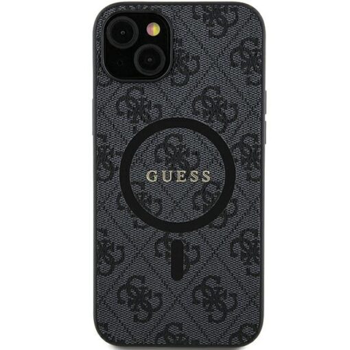 Guess case for Samsung Galaxy S24 S921 GUHMS24SG4GFRK black hardcase 4G Collection Leather Metal Logo MagSafe