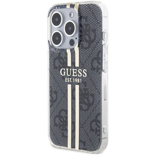 Guess case for iPhone 15 Pro Max 6,7" GUHCP15XH4PSEGK black HC IML 4G GOLD STRIPE - Image 2