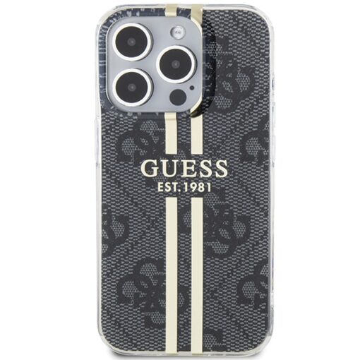 Guess case for iPhone 15 Pro Max 6,7" GUHCP15XH4PSEGK black HC IML 4G GOLD STRIPE - Image 3