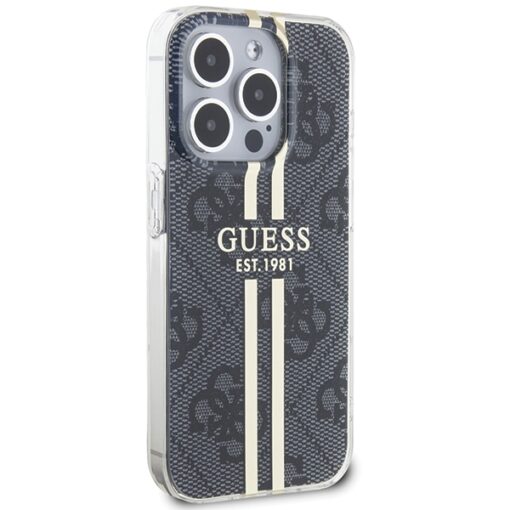 Guess case for iPhone 15 Pro Max 6,7" GUHCP15XH4PSEGK black HC IML 4G GOLD STRIPE - Image 4