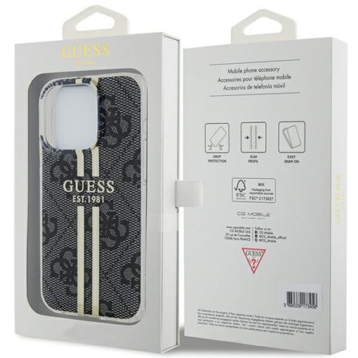 Guess case for iPhone 15 Pro Max 6,7" GUHCP15XH4PSEGK black HC IML 4G GOLD STRIPE - Image 8