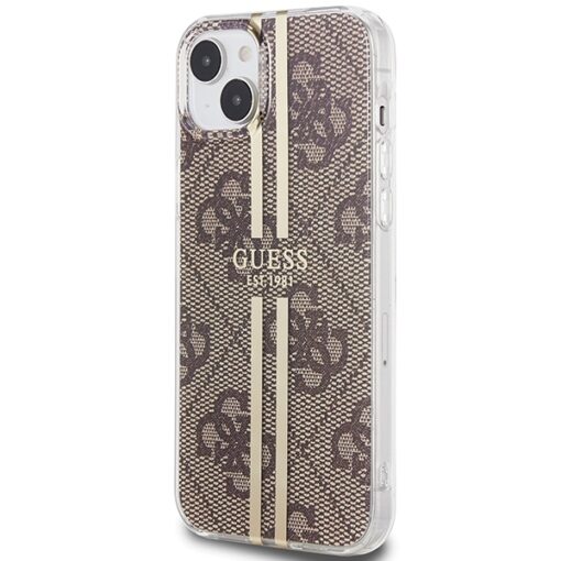 Guess case for iPhone 15 Plus 6,7" GUHCP15MH4PSEGW brown HC IML 4G GOLD STRIPE - Image 2