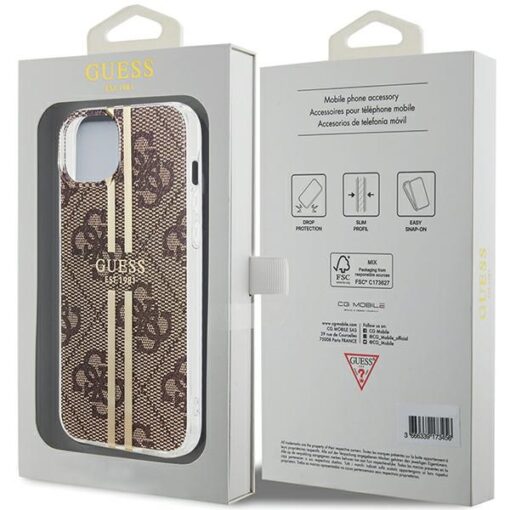 Guess case for iPhone 15 Plus 6,7" GUHCP15MH4PSEGW brown HC IML 4G GOLD STRIPE - Image 8