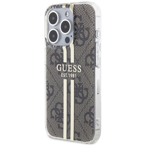 Guess case for iPhone 15 Pro Max 6,7" GUHCP15XH4PSEGW brown HC IML 4G GOLD STRIPE - Image 2