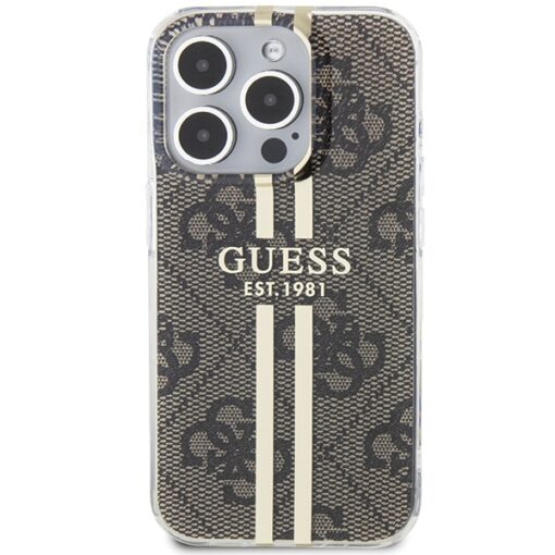 Guess case for iPhone 15 Pro Max 6,7" GUHCP15XH4PSEGW brown HC IML 4G GOLD STRIPE - Image 3