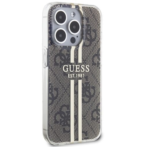 Guess case for iPhone 15 Pro Max 6,7" GUHCP15XH4PSEGW brown HC IML 4G GOLD STRIPE - Image 4