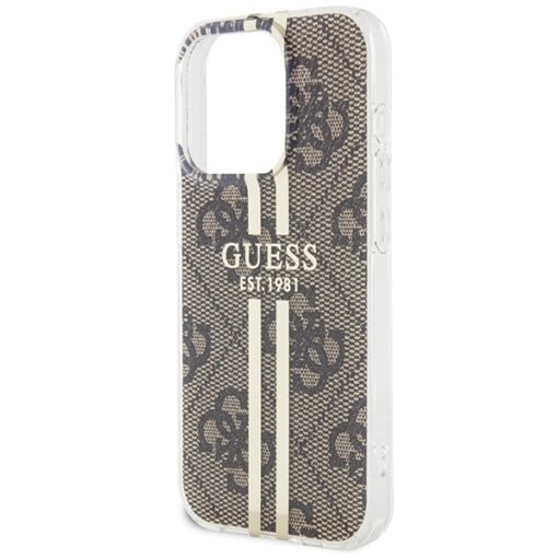 Guess case for iPhone 15 Pro Max 6,7" GUHCP15XH4PSEGW brown HC IML 4G GOLD STRIPE - Image 6