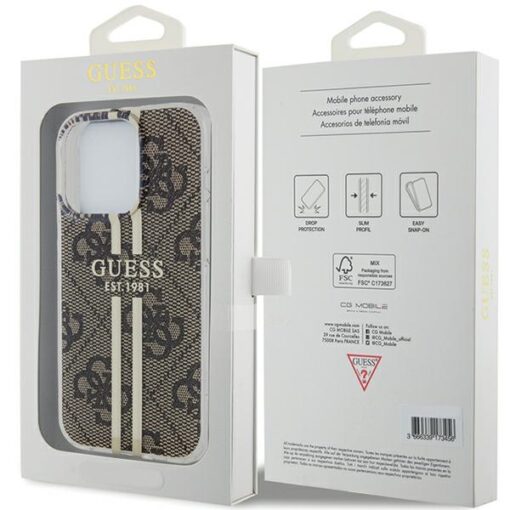 Guess case for iPhone 15 Pro Max 6,7" GUHCP15XH4PSEGW brown HC IML 4G GOLD STRIPE - Image 8