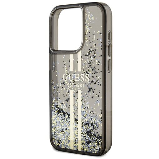 Guess case for iPhone 15 Pro Max 6,7" black HC LIQ. GLITTER GOLD STRIPES - Image 6