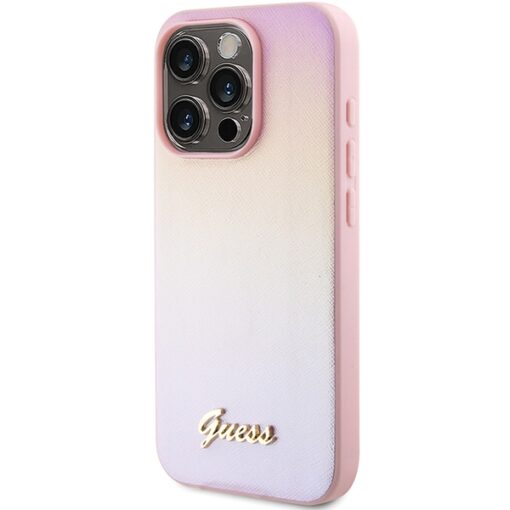 Guess case for iPhone 15 Pro 6,1" GUHCP15LPSAIRSP pink HC PU SAFFIANO IRIDESCENT SCRIPT - Image 2