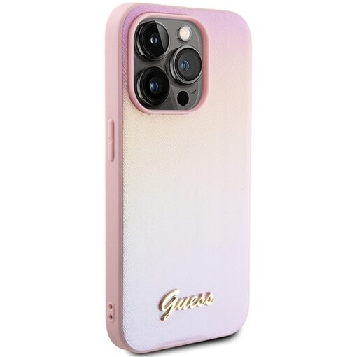 Guess case for iPhone 15 Pro 6,1" GUHCP15LPSAIRSP pink HC PU SAFFIANO IRIDESCENT SCRIPT - Image 4