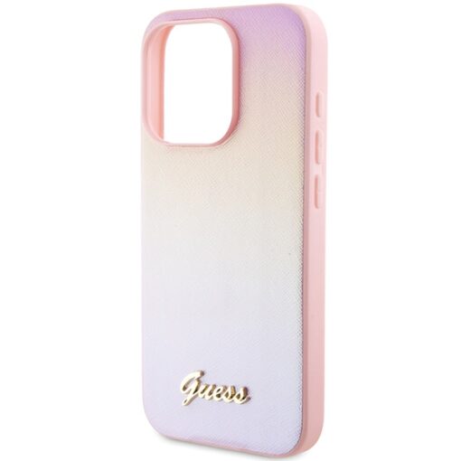 Guess case for iPhone 15 Pro 6,1" GUHCP15LPSAIRSP pink HC PU SAFFIANO IRIDESCENT SCRIPT - Image 6