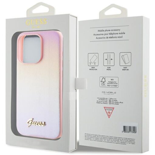 Guess case for iPhone 15 Pro 6,1" GUHCP15LPSAIRSP pink HC PU SAFFIANO IRIDESCENT SCRIPT - Image 8