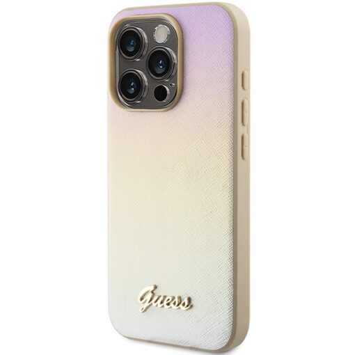 Guess case for iPhone 15 Pro 6,1" GUHCP15LPSAIRSD gold HC PU SAFFIANO IRIDESCENT SCRIPT - Image 2