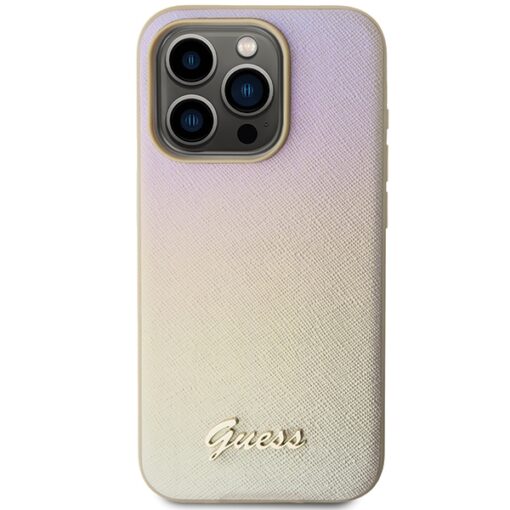 Guess case for iPhone 15 Pro 6,1" GUHCP15LPSAIRSD gold HC PU SAFFIANO IRIDESCENT SCRIPT - Image 3