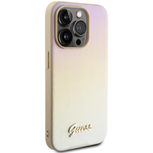 Guess case for iPhone 15 Pro 6,1" GUHCP15LPSAIRSD gold HC PU SAFFIANO IRIDESCENT SCRIPT - Image 4