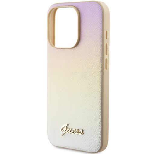 Guess case for iPhone 15 Pro 6,1" GUHCP15LPSAIRSD gold HC PU SAFFIANO IRIDESCENT SCRIPT - Image 6