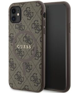 Guess case for iPhone 11 GUHMN61G4GFRW brown HC MAGSAFE PU 4G RING CLASSIC LOGO