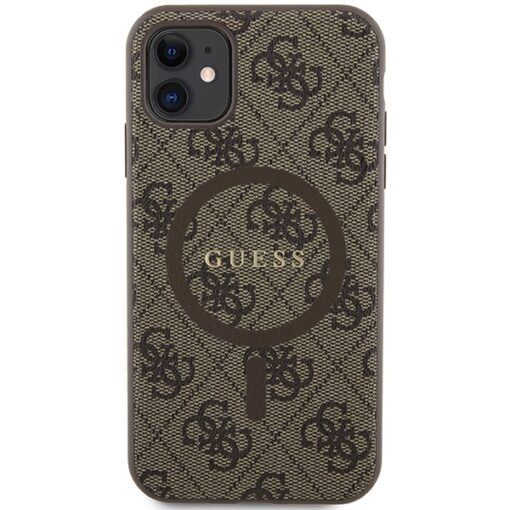 Guess case for iPhone 11 GUHMN61G4GFRW brown HC MAGSAFE PU 4G RING CLASSIC LOGO - Image 3