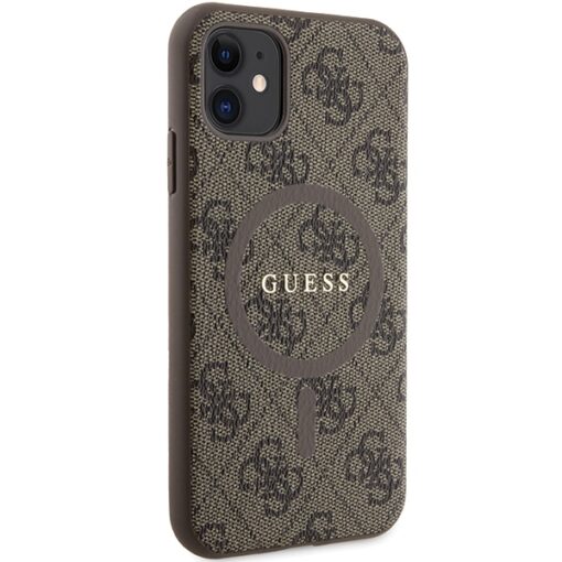 Guess case for iPhone 11 GUHMN61G4GFRW brown HC MAGSAFE PU 4G RING CLASSIC LOGO - Image 4