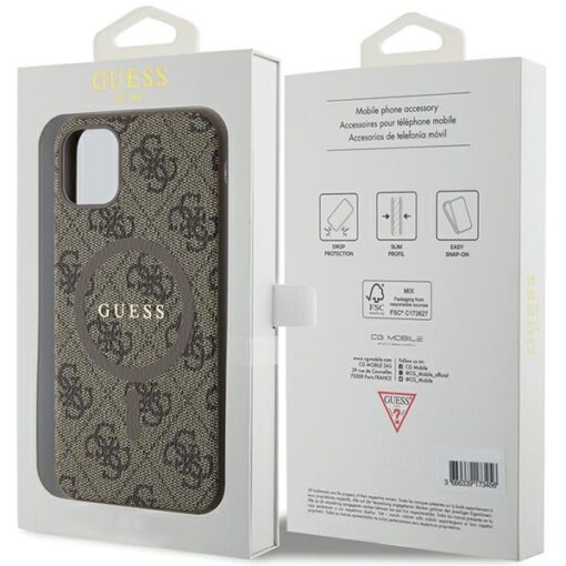 Guess case for iPhone 11 GUHMN61G4GFRW brown HC MAGSAFE PU 4G RING CLASSIC LOGO - Image 8