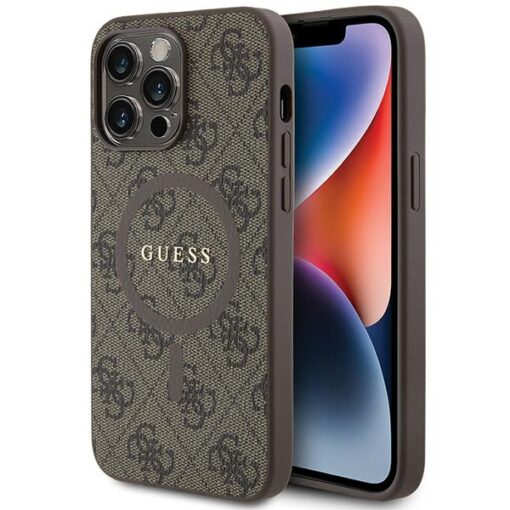 Guess case for iPhone 13 Pro Max 6,7" GUHMP13XG4GFRW brown HC MAGSAFE PU 4G RING CLASSIC LOGO