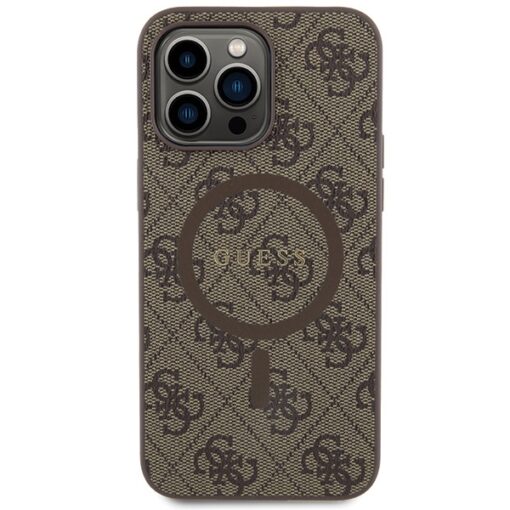 Guess case for iPhone 13 Pro Max 6,7" GUHMP13XG4GFRW brown HC MAGSAFE PU 4G RING CLASSIC LOGO - Image 3