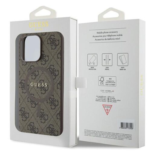Guess case for iPhone 13 Pro Max 6,7" GUHMP13XG4GFRW brown HC MAGSAFE PU 4G RING CLASSIC LOGO - Image 8