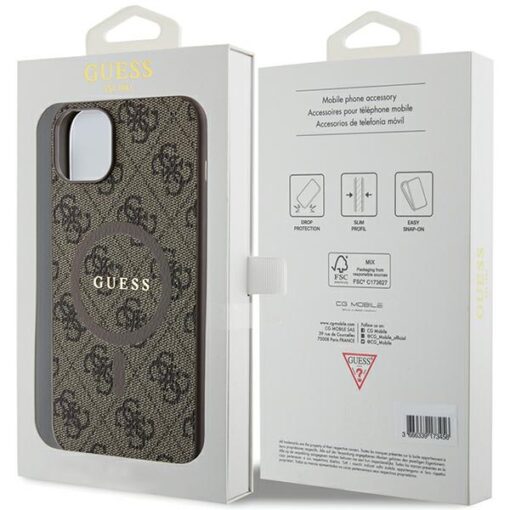 Guess case for iPhone 15 6,1" GUHMP15SG4GFRW brown HC MAGSAFE PU 4G RING CLASSIC LOGO - Image 8