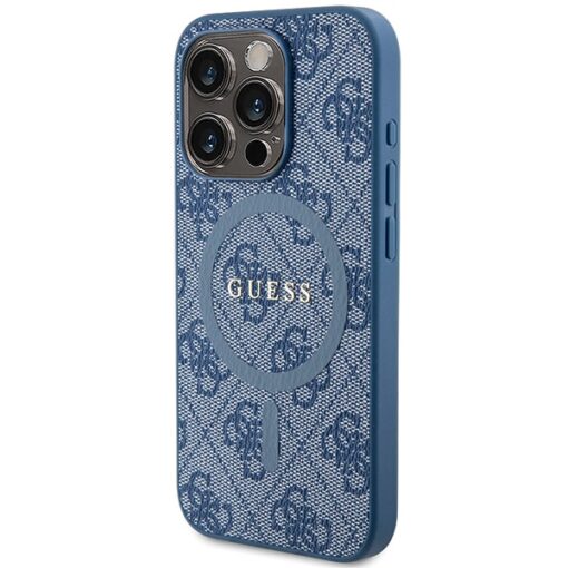 Guess case for iPhone 14 Pro 6,1" GUHMP14LG4GFRB blue HC MAGSAFE PU 4G RING CLASSIC LOGO - Image 2