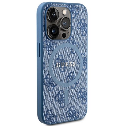 Guess case for iPhone 14 Pro 6,1" GUHMP14LG4GFRB blue HC MAGSAFE PU 4G RING CLASSIC LOGO - Image 4