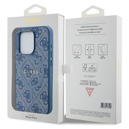 Guess case for iPhone 14 Pro 6,1" GUHMP14LG4GFRB blue HC MAGSAFE PU 4G RING CLASSIC LOGO - Image 8