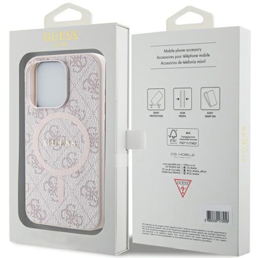 Guess case for iPhone 13 Pro 6,1" GUHMP13LG4GFRP pink HC MAGSAFE PU 4G RING CLASSIC LOGO - Image 8