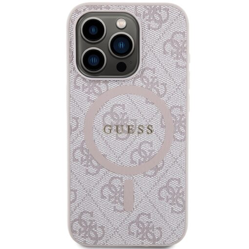 Guess case for iPhone 14 Pro 6,1" GUHMP14LG4GFRP pink HC MAGSAFE PU 4G RING CLASSIC LOGO - Image 3