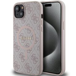 Guess case for iPhone 15 Plus 6,7" GUHMP15MG4GFRP pink HC MAGSAFE PU 4G RING CLASSIC LOGO
