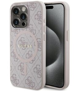 Guess case for iPhone 15 Pro Max 6,7" GUHMP15XG4GFRP pink HC MAGSAFE PU 4G RING CLASSIC LOGO